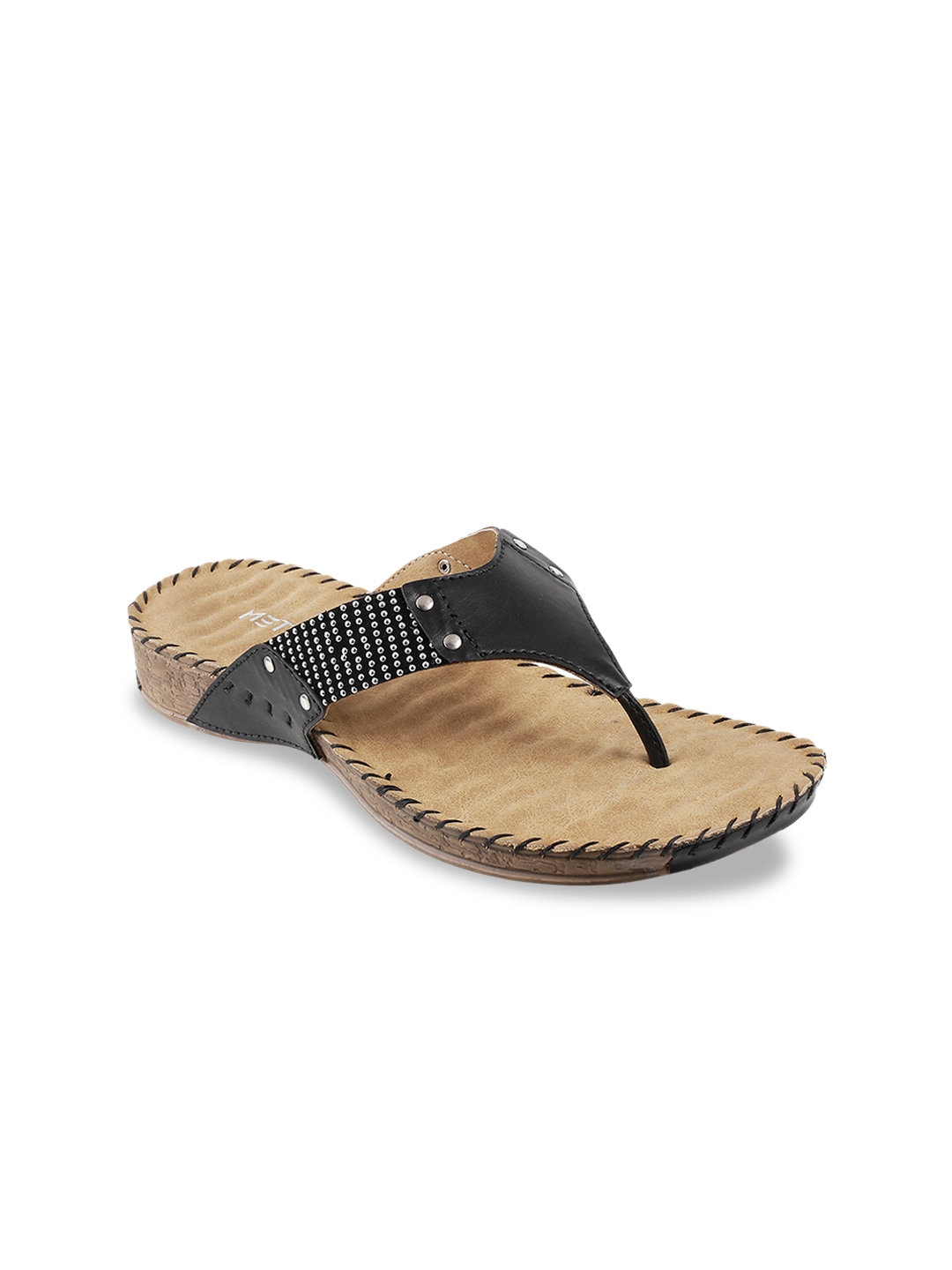 t strap flats black