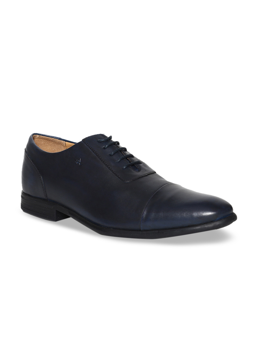 Buy Arrow Men Navy Blue Solid Leather Formal Oxfords Formal Shoes for