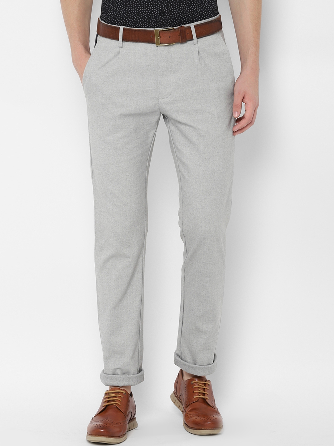 Buy Allen Solly Men Grey Regular Fit Solid Chinos - Trousers for Men ...