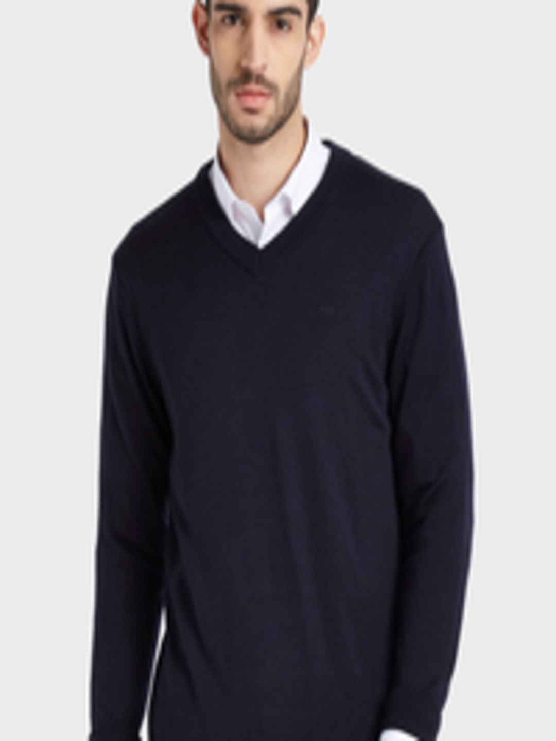 Buy ColorPlus Men Navy Blue Solid Sweater - Sweaters for Men 10871530 ...