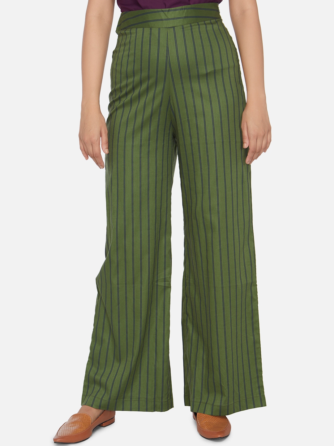 flared striped trousers