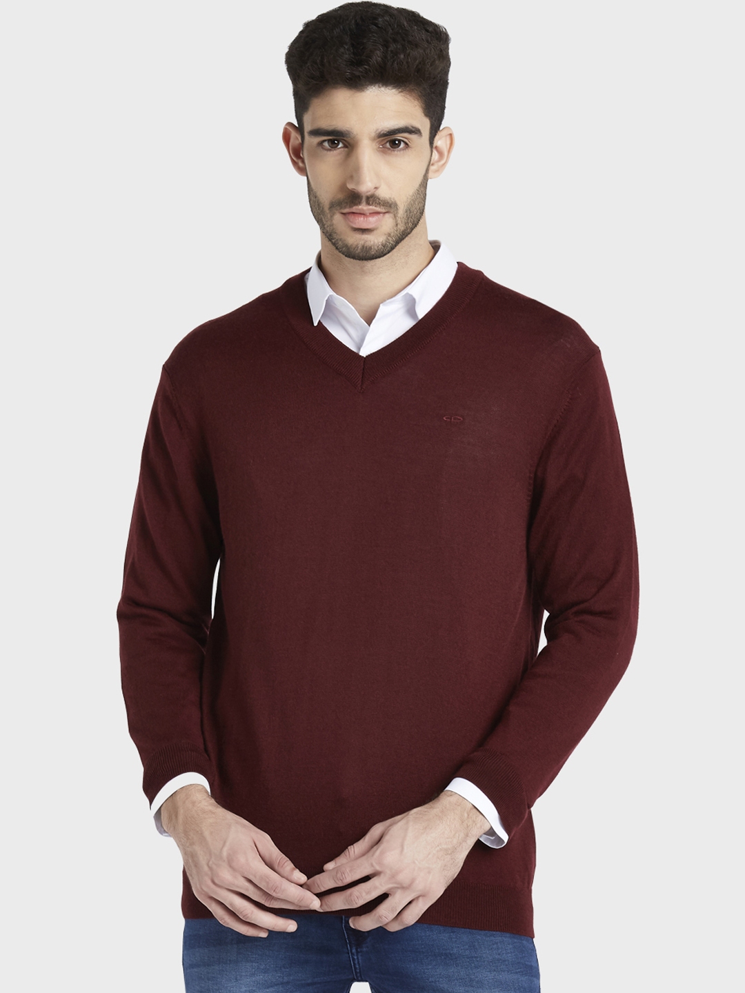 Buy ColorPlus Men Maroon Solid Sweater - Sweaters for Men 10871548 | Myntra