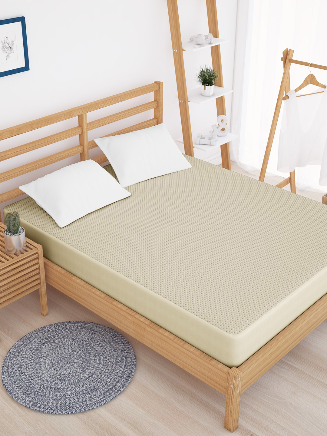 Buy Storyhome Beige Pure Cotton Waterproof & Dustproof Queen Sized Mattress Protector