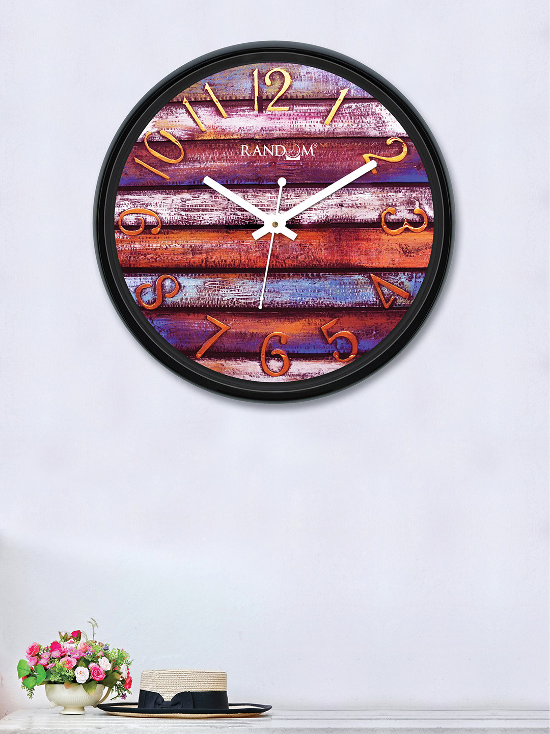 Buy RANDOM Multicoloured & Blue Round Printed 30 Cm Analogue Wall Clock