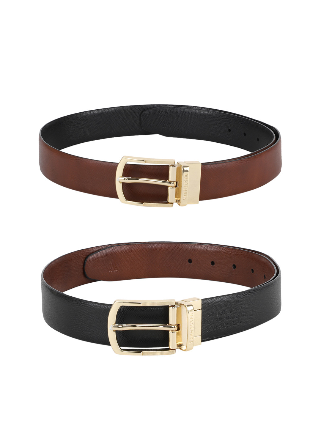 Buy Van Heusen Men Black & Brown Solid Leather Belt Belts for Men