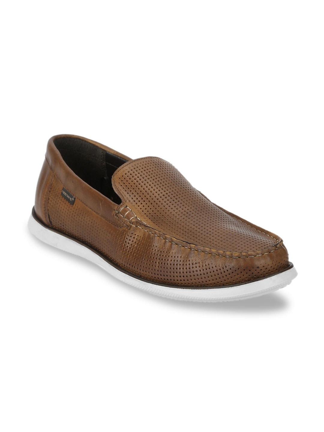 red tape men brown leather loafers