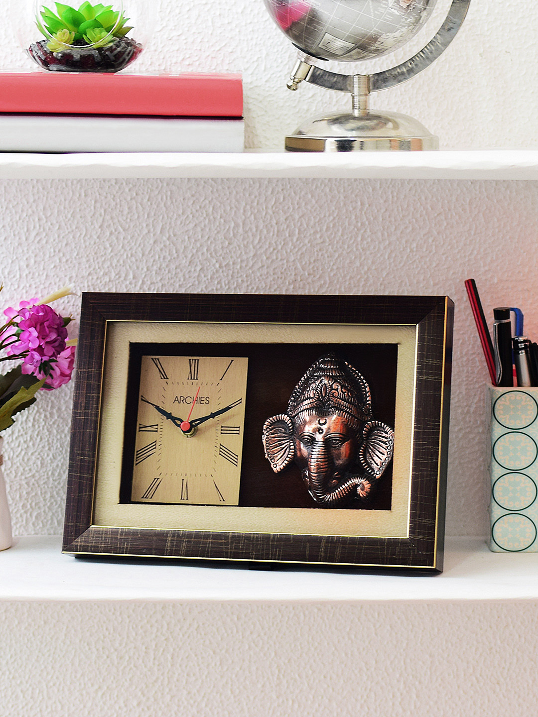 Buy Archies Black Rectangle Solid Analogue Table Clock Clocks for