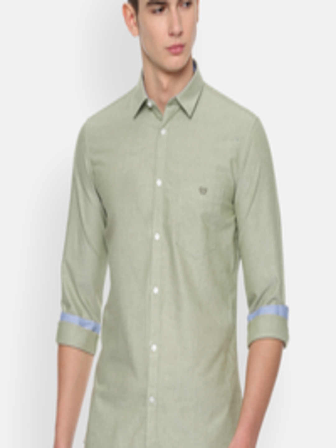 Buy Van Heusen Sport Men Olive Green Slim Fit Solid Casual Shirt ...