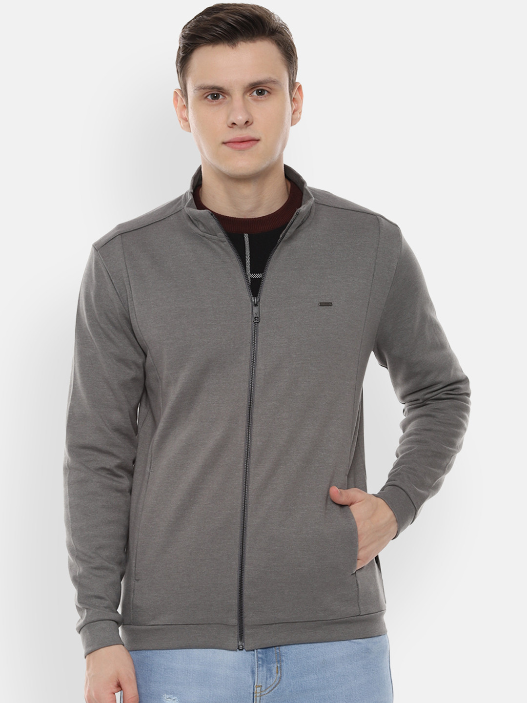 Buy Van Heusen Sport Men Grey Solid Sweatshirt - Sweatshirts for Men 10770522 | Myntra