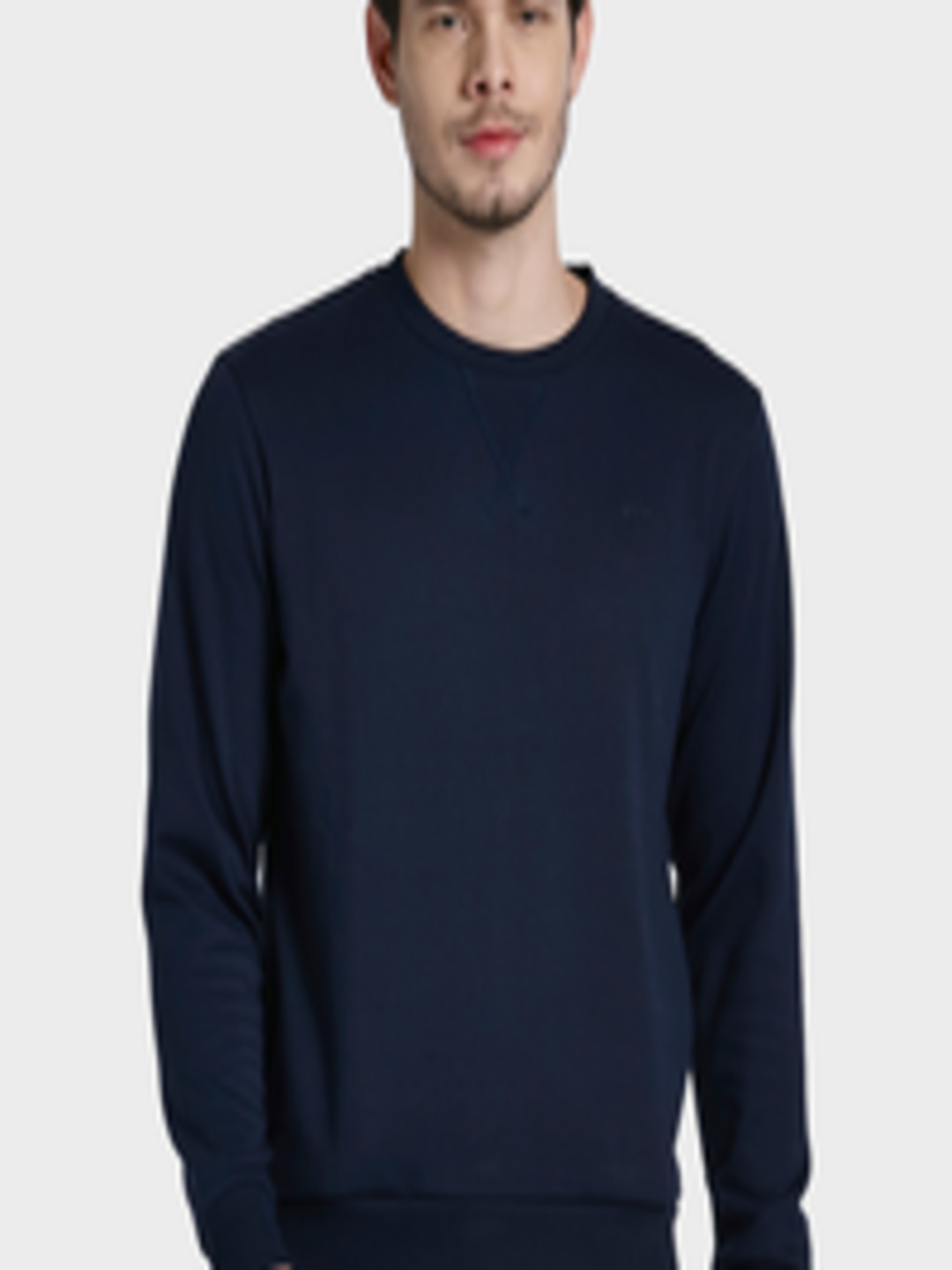 Buy ColorPlus Men Navy Blue Solid Sweatshirt - Sweatshirts for Men ...