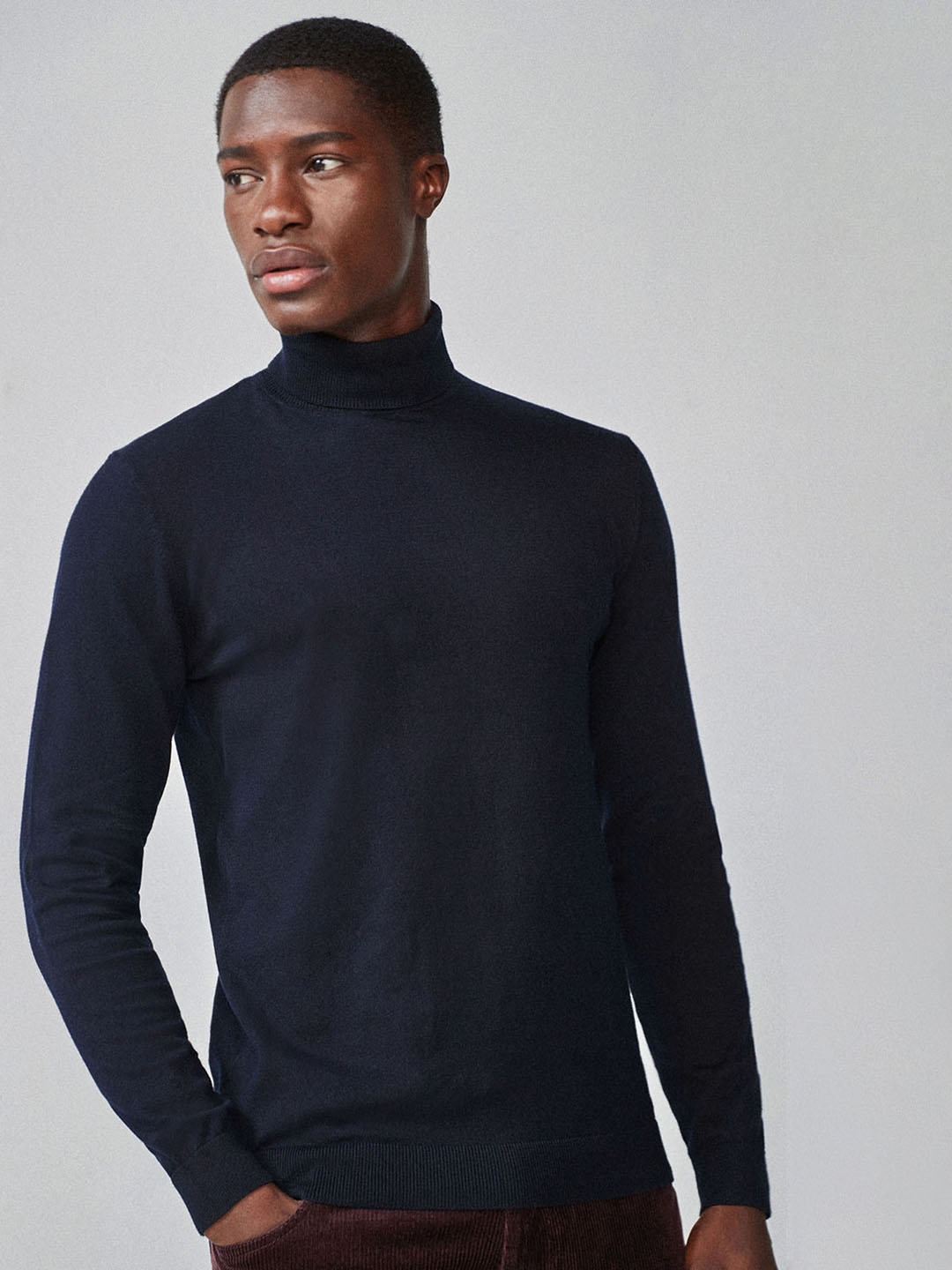 Buy Next Men Navy Blue Solid Pullover - Sweaters for Men 10900470 | Myntra