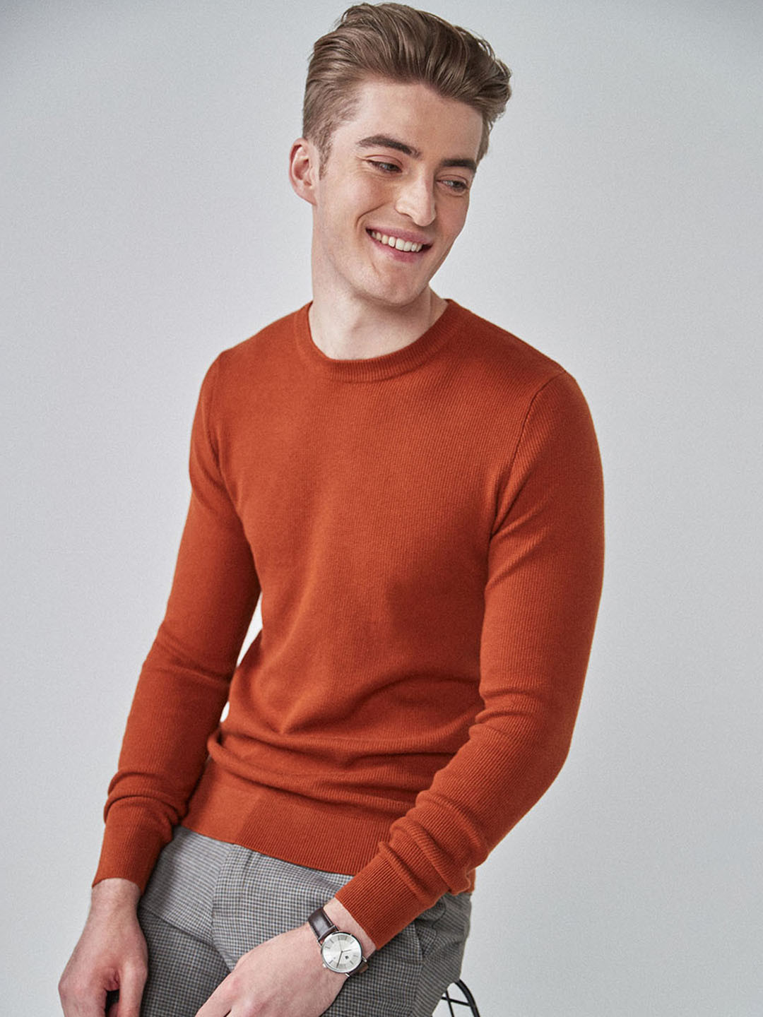 Buy Next Men Rust Orange Solid Sweater Sweaters for Men 10900462 Myntra