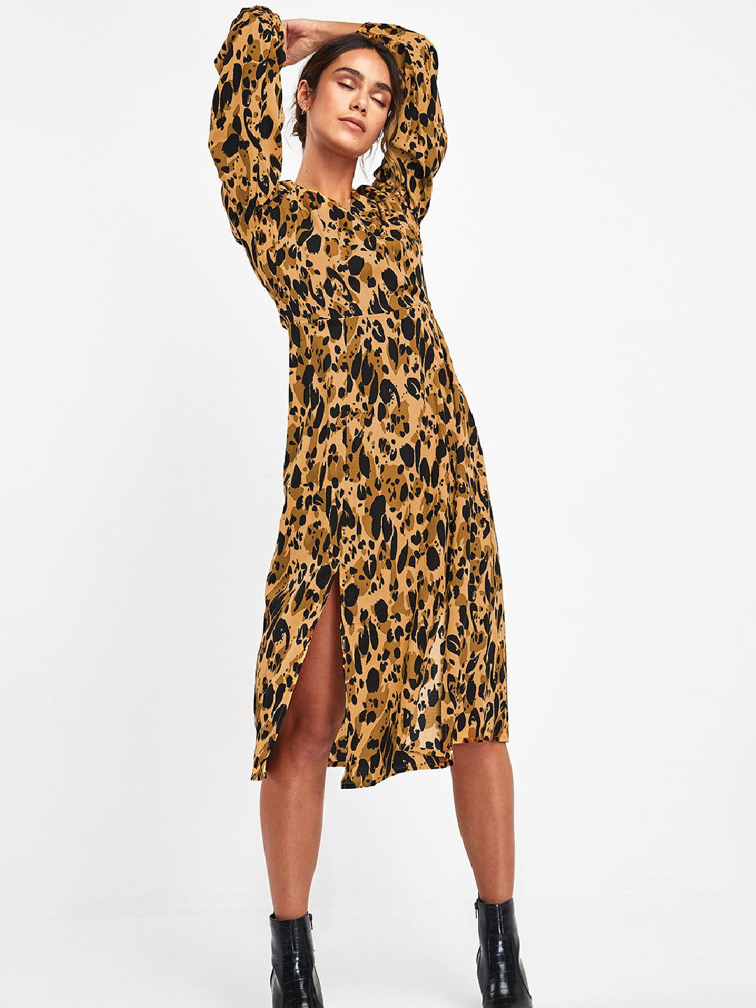 Buy Next Women Printed Mustard Yellow A Line Dress Dresses for Women