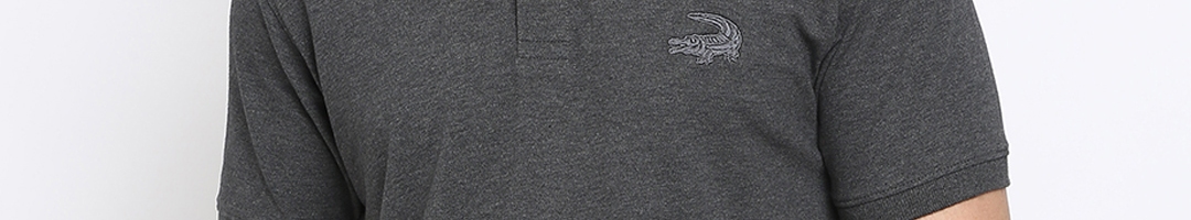 Buy Crocodile Men Charcoal Grey Solid Polo Collar T Shirt - Tshirts for ...