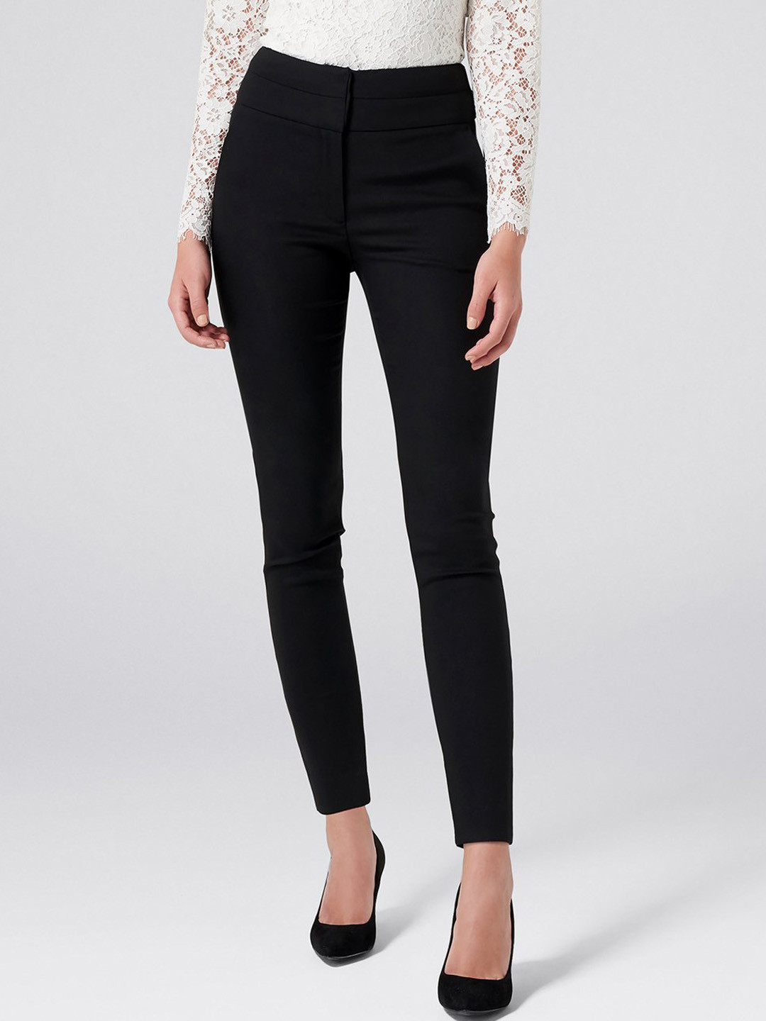 Buy Forever New Women Black Slim Fit Solid Formal Trousers Trousers for Women 10894278 Myntra