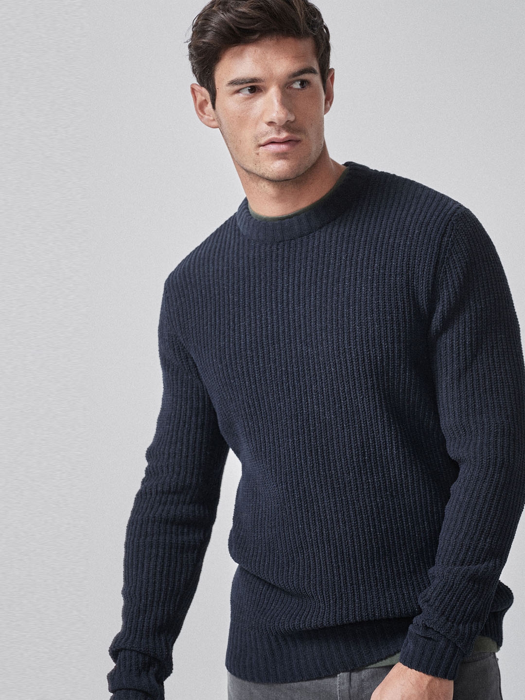 Buy Next Men Navy Blue Solid Pullover Sweater - Sweaters for Men ...