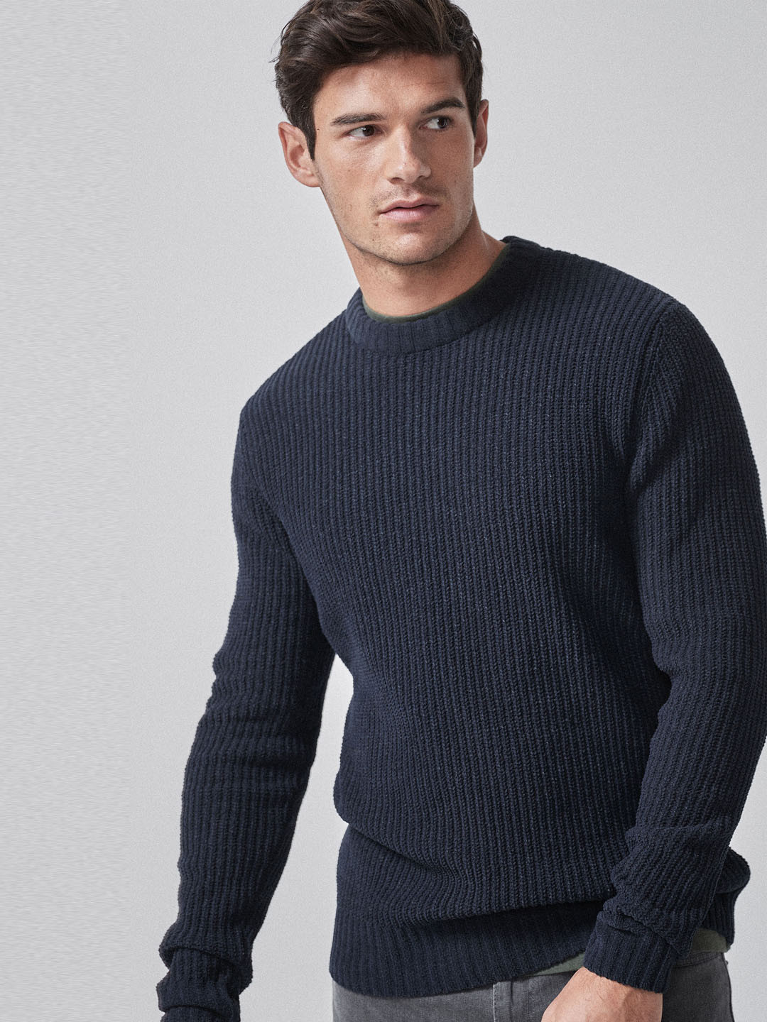 Buy Next Men Navy Blue Solid Pullover Sweater Sweaters for Men