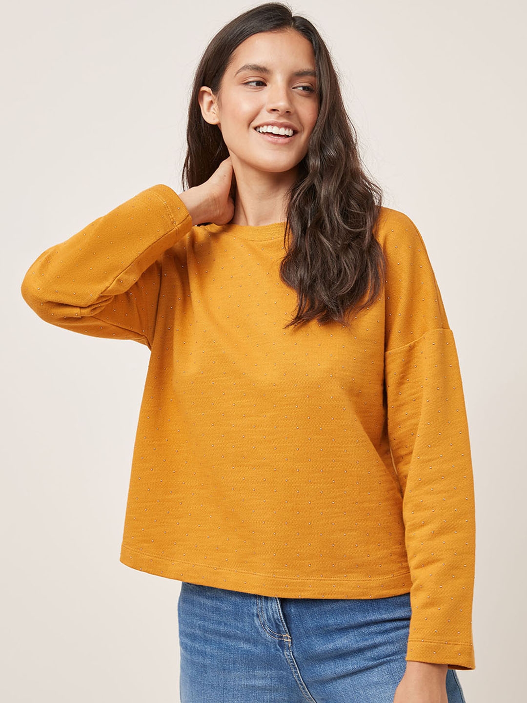 Buy Next Women Mustard Orange Solid Sweatshirt - Sweatshirts for Women ...