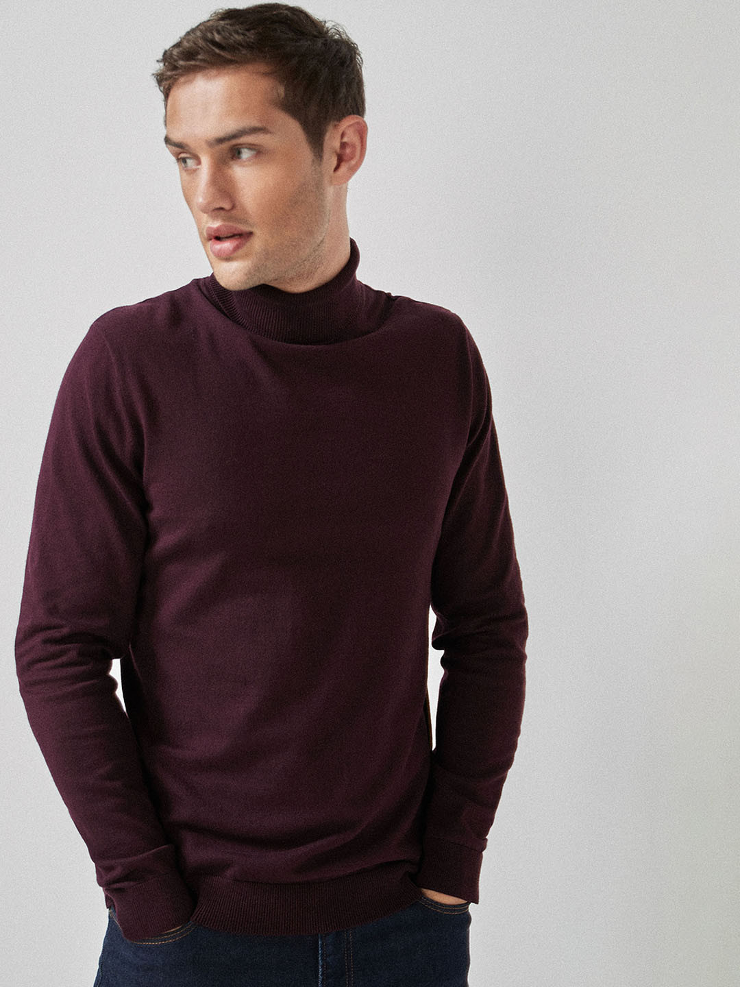 Buy Next Men Burgundy Solid Sweater Sweaters for Men 10900732 Myntra