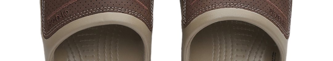 Buy Crocs Men Brown Solid Bogota Perforated Lightweight Sliders - Flip ...