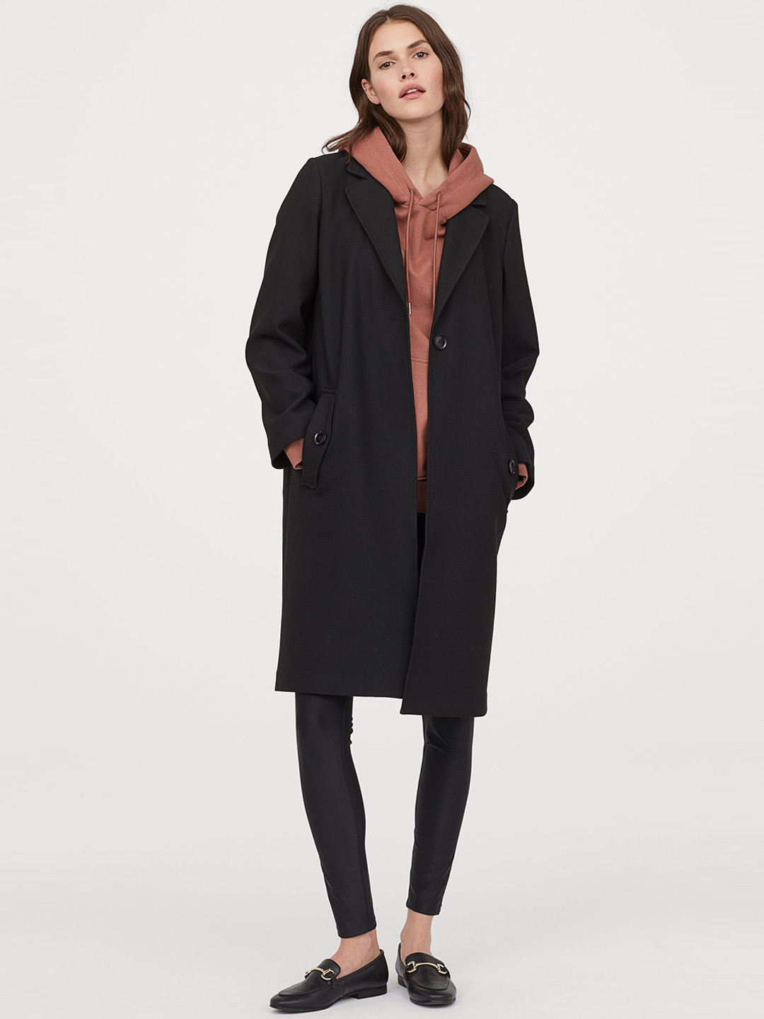 Buy H&M Women Black Straight Cut Coat Coats for Women 10773908 Myntra