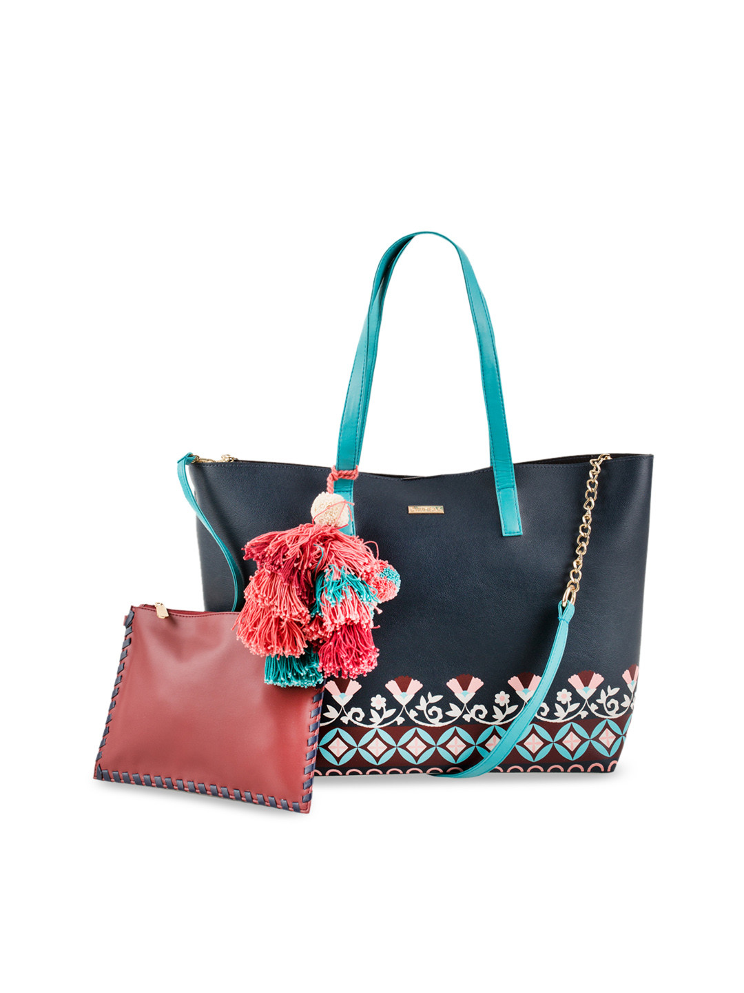 Buy Chumbak Navy Blue Printed Handheld Bag Handbags for Women