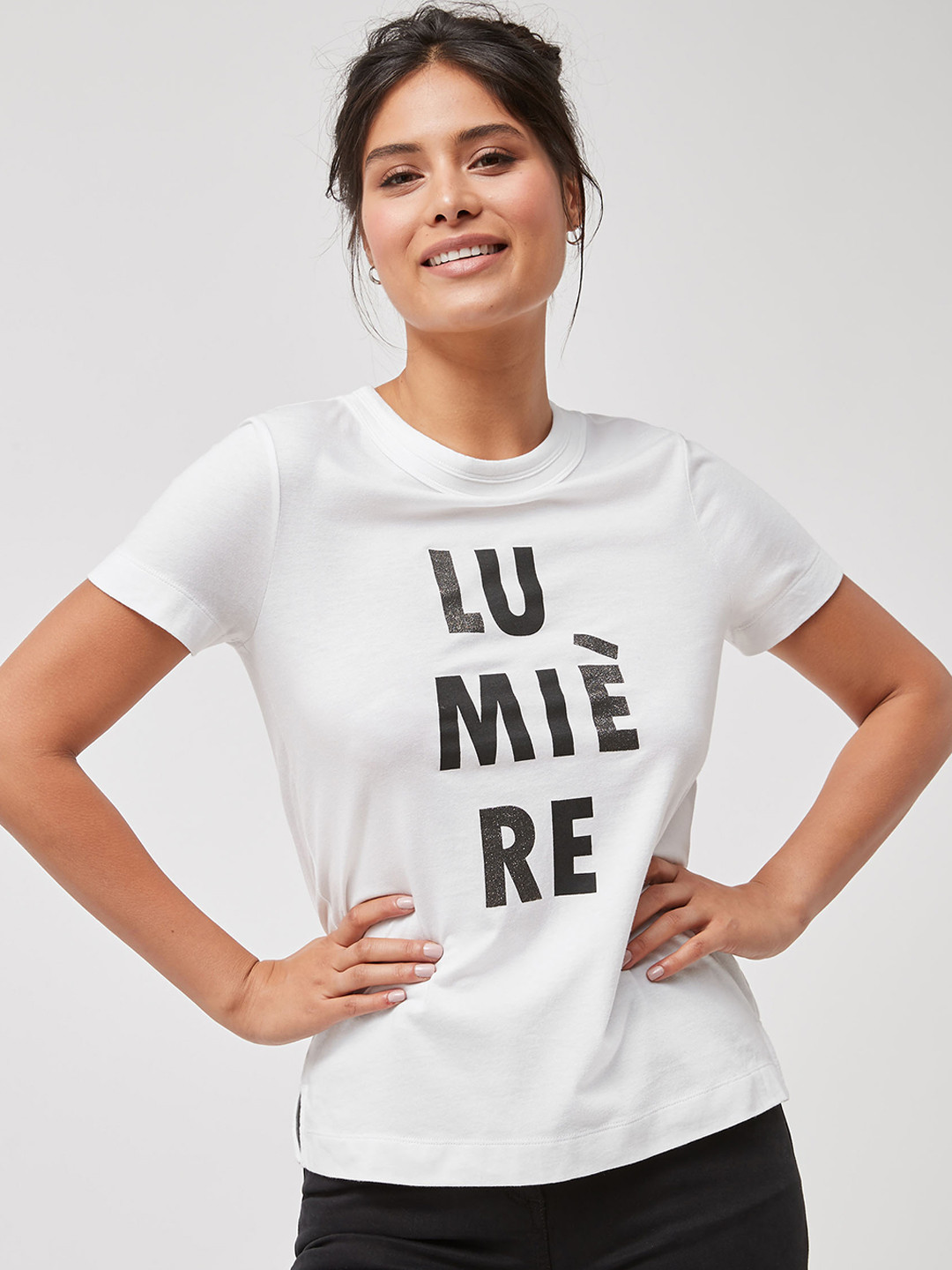 Buy Next Women White Printed Round Neck T Shirt Tshirts for Women