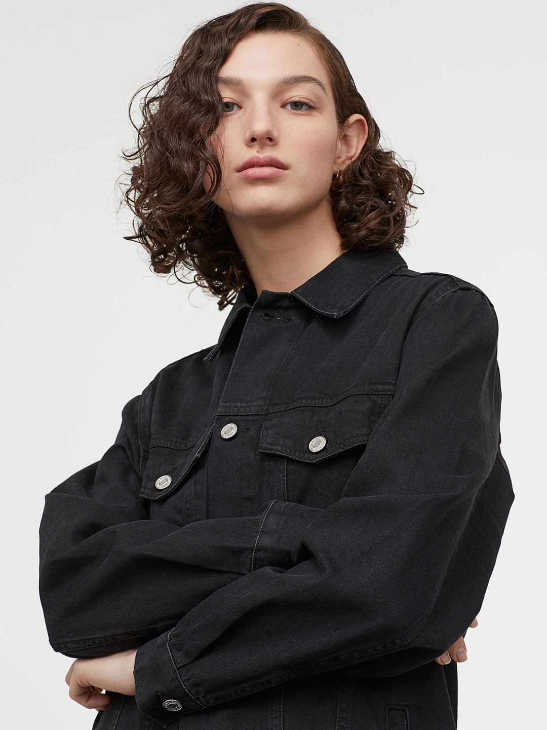 Buy H&M Women Black Long Denim Jacket Jackets for Women 10909126 Myntra