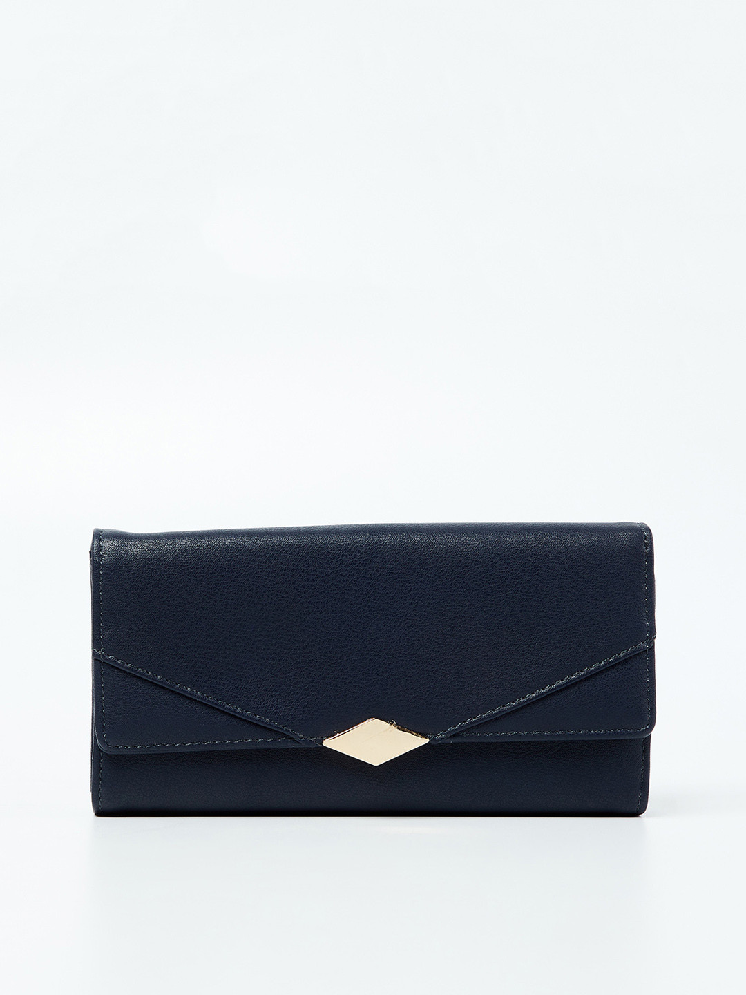 Buy Ginger By Lifestyle Women Navy Blue Solid Three Fold Wallet