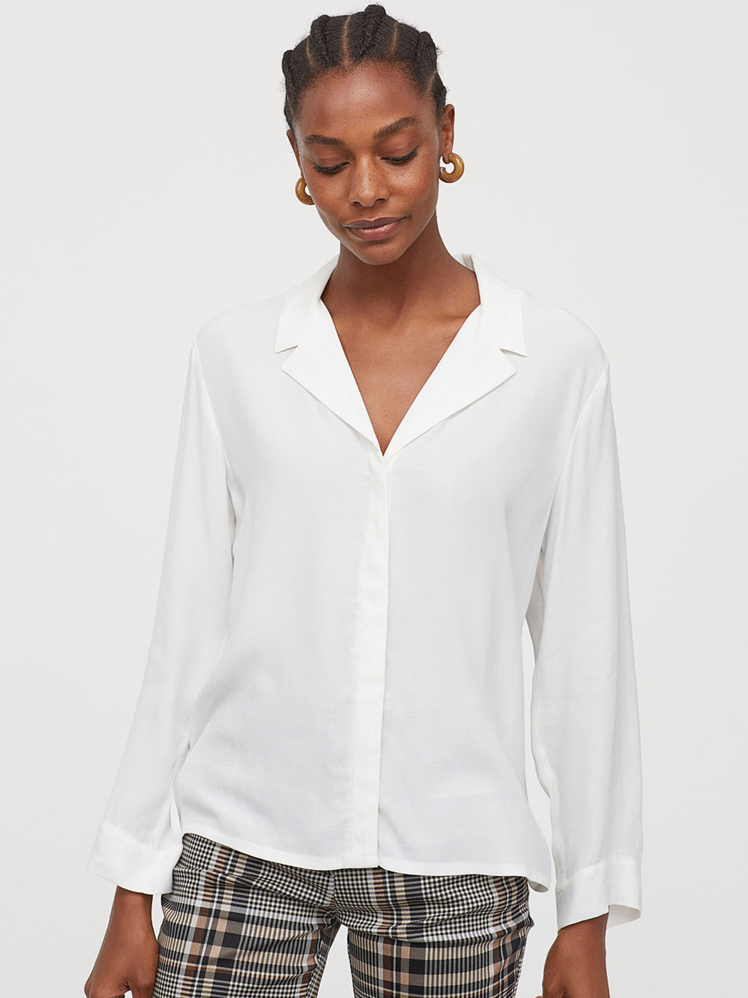 Buy H&M Women White Solid Crpe Blouse Tops for Women 10910746 Myntra