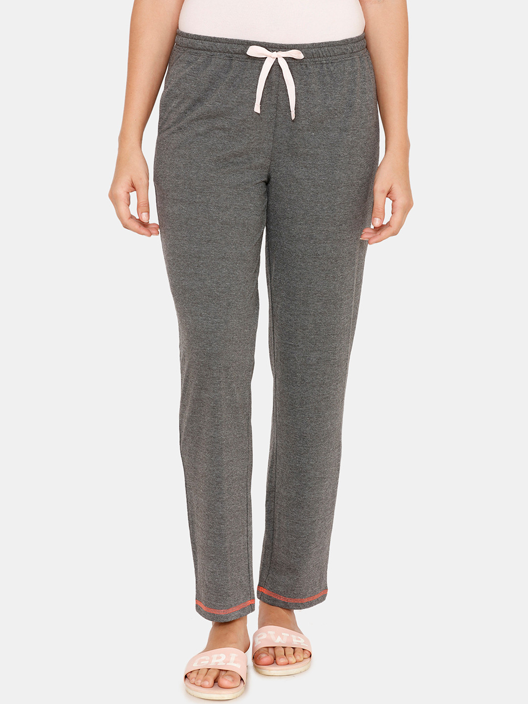 Buy Zivame Women Grey Solid Pure Cotton Lounge Pants Lounge Pants for