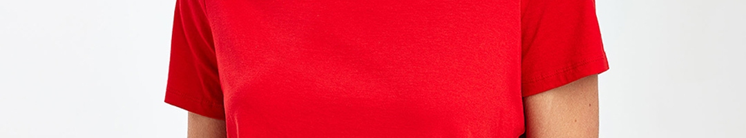 Buy Next Women Red Solid Round Neck Pure Cotton T Shirt - Tshirts for ...