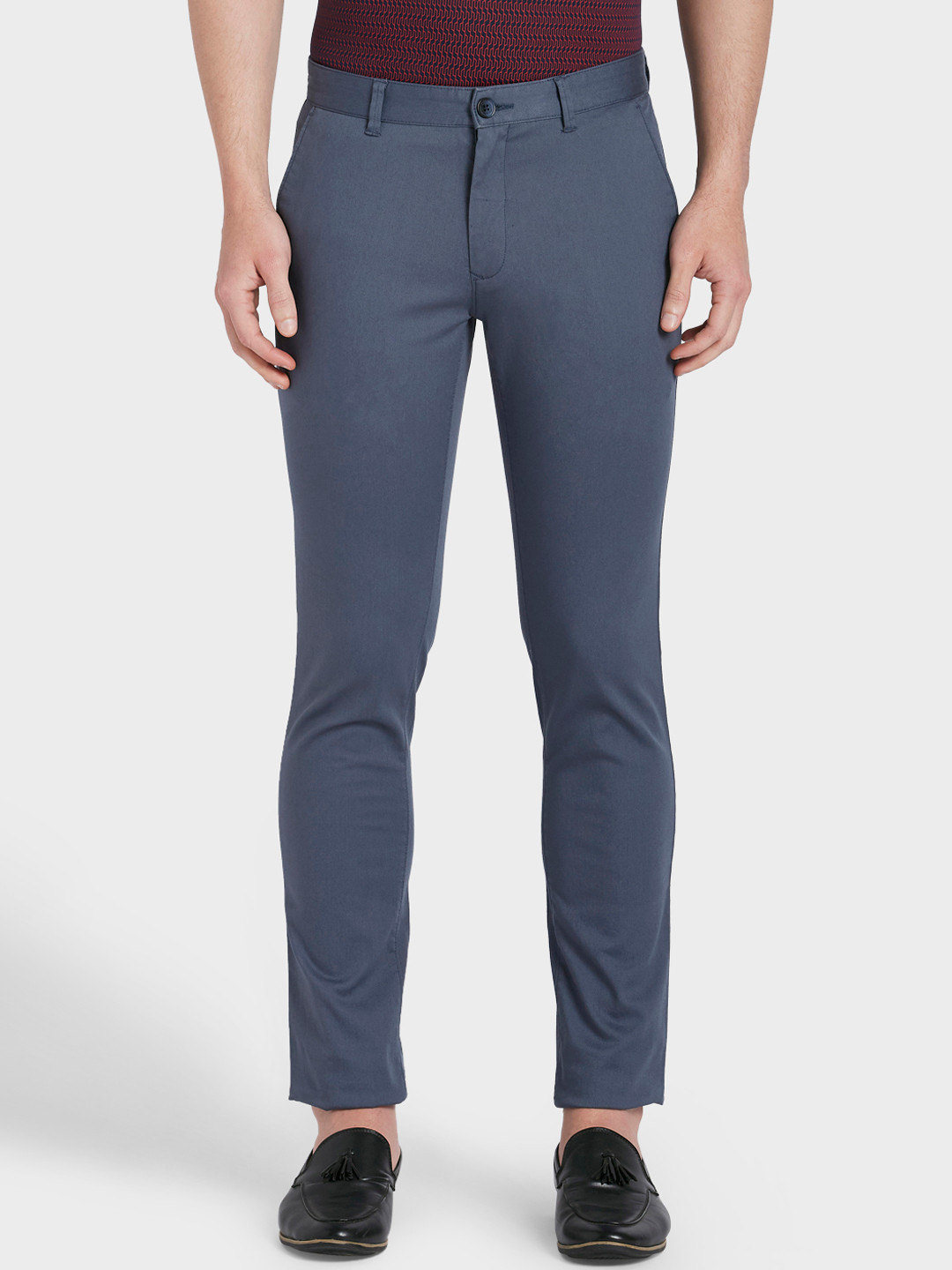 Buy ColorPlus Men Blue Regular Fit Solid Regular Trousers - Trousers ...