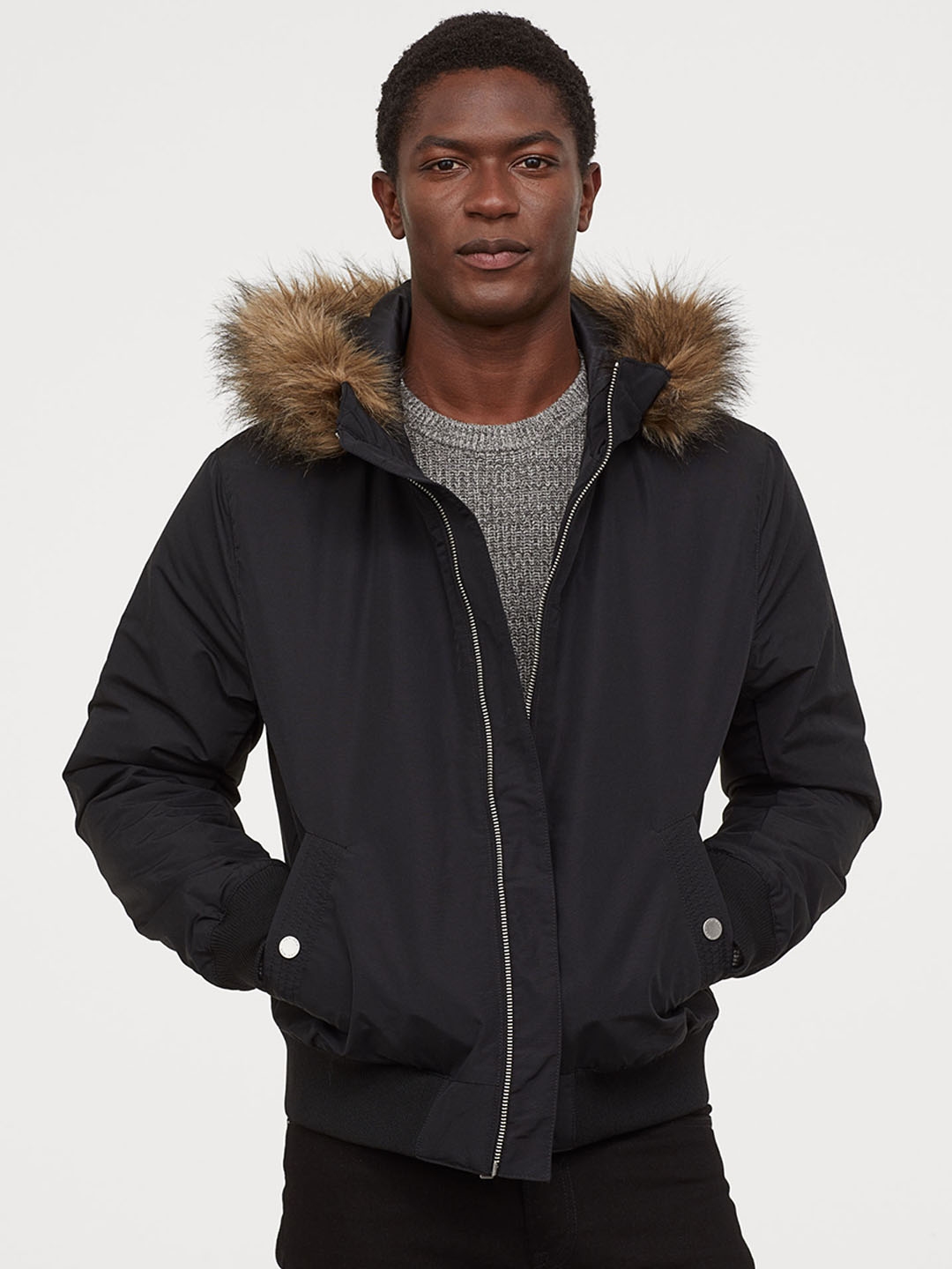 h&m padded jacket with hood