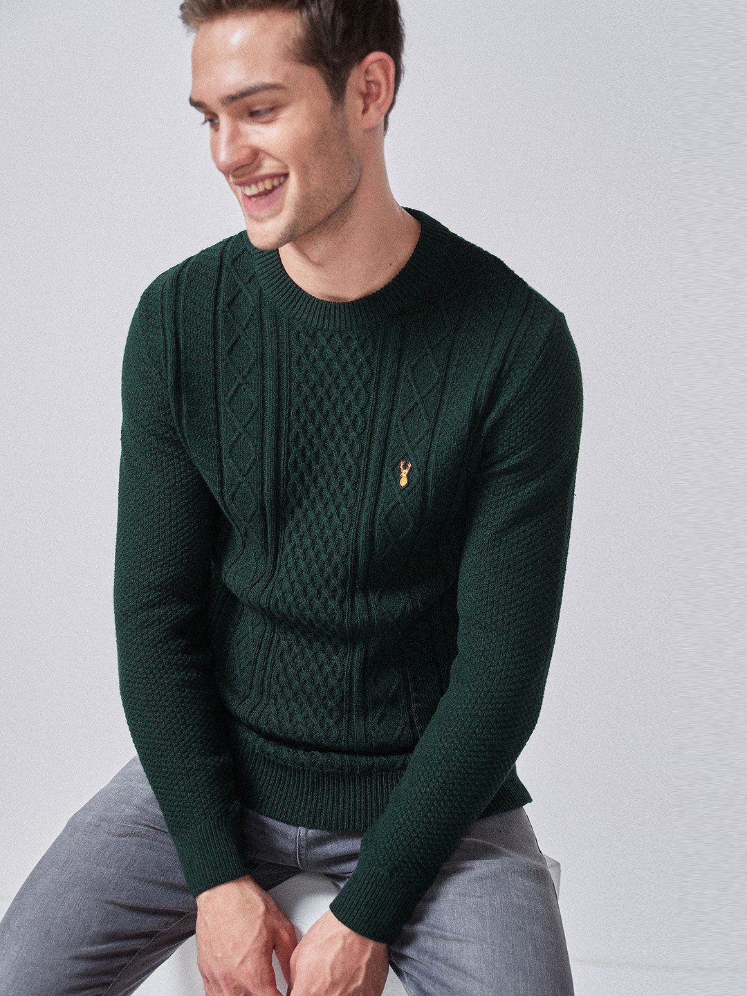 Buy Next Men Green Self Design Pullover Sweater Sweaters for Men 10900568 Myntra