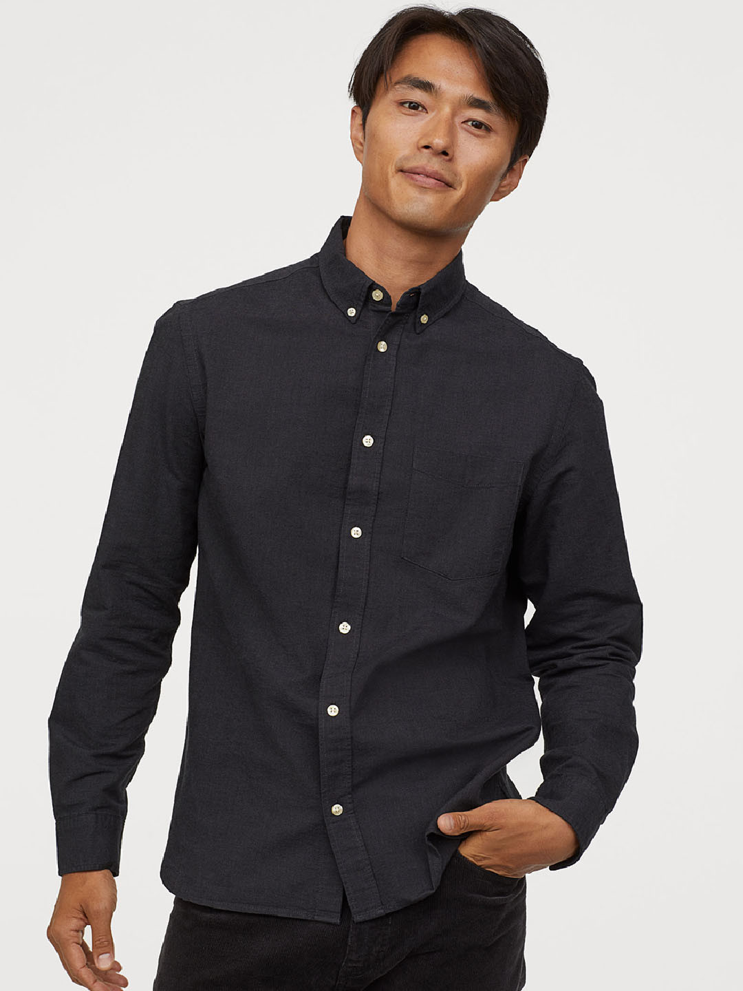Buy H&M Men Black Oxford Shirt Regular Fit Shirts for Men 10909860 Myntra