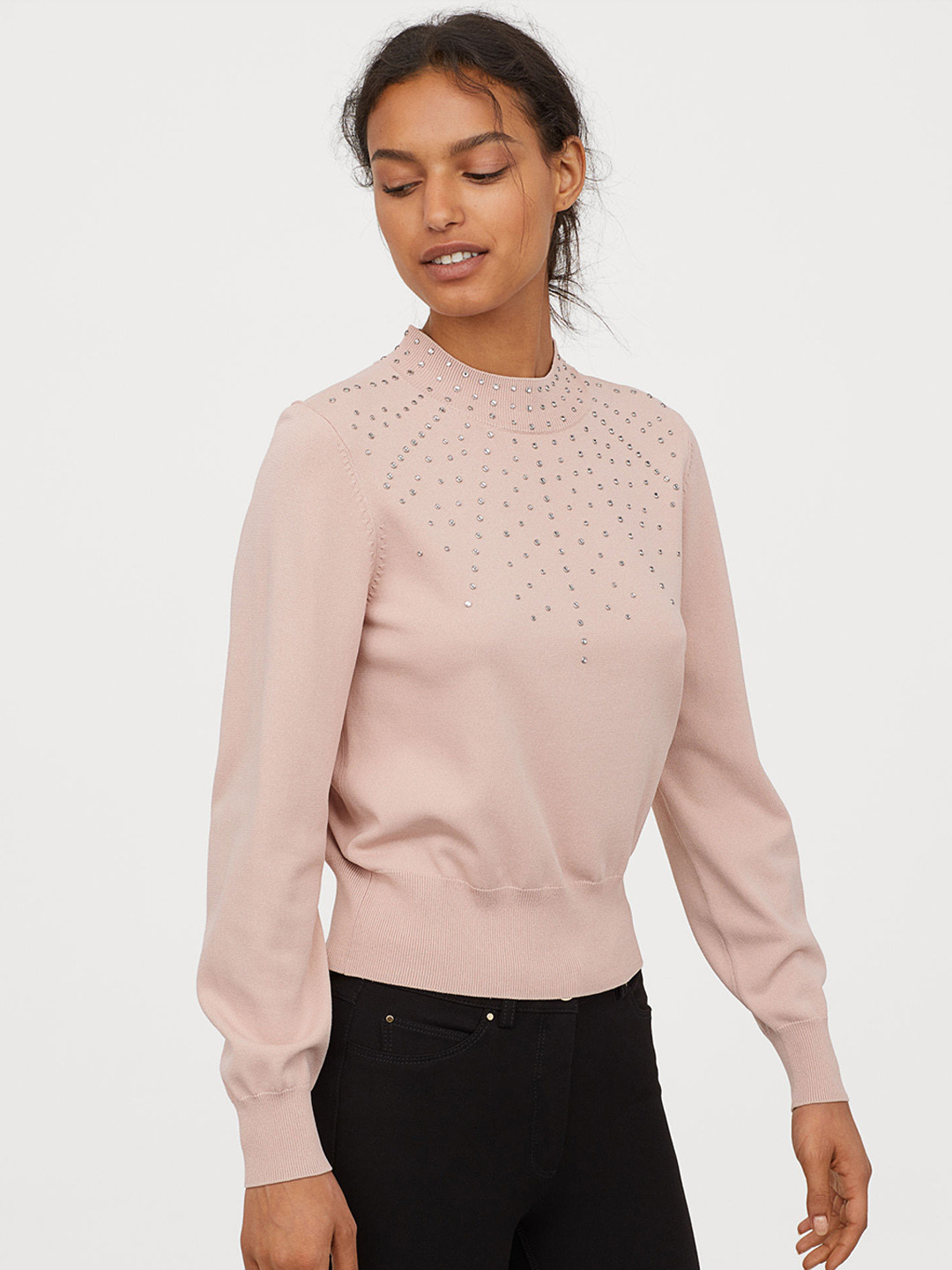 Buy H&M Women Pink Solid Fine Knit Jumper Sweaters for Women 10958690