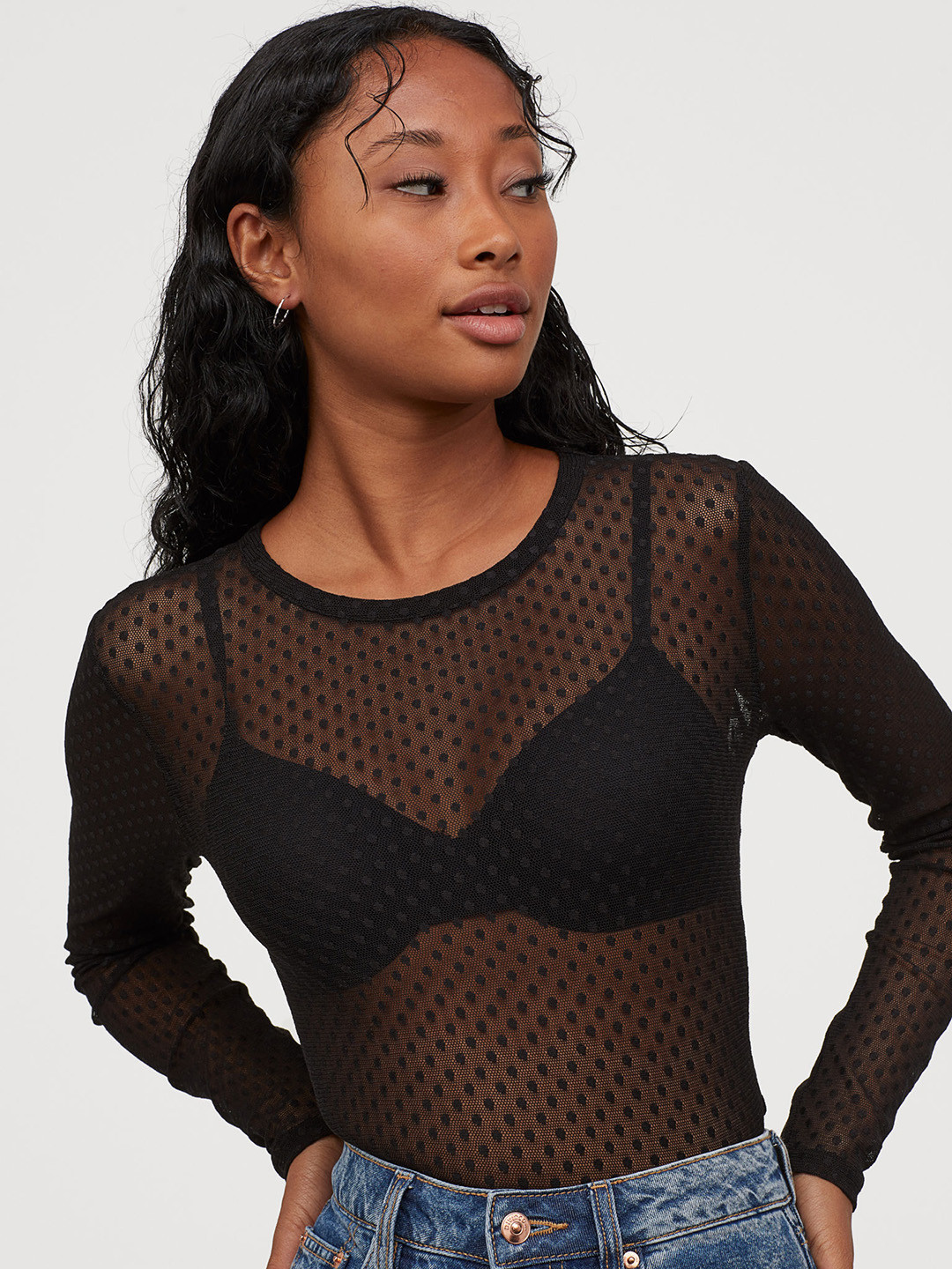 Buy H&M Women Black Mesh Top Tops for Women 10958938 Myntra