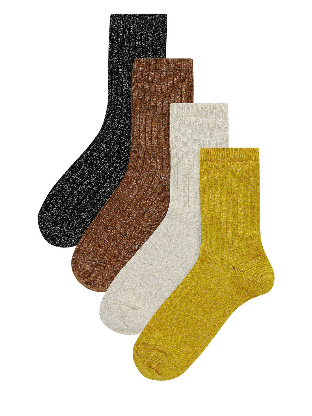 Buy Next Women Pack Of 4 Assorted Above Ankle Metallic Rib Socks