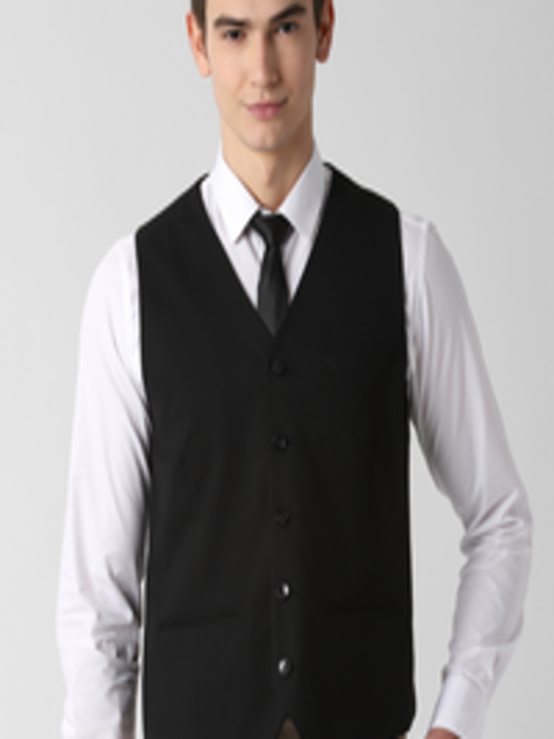 Buy Peter England Men Black Solid Waistcoat - Waistcoat for Men ...