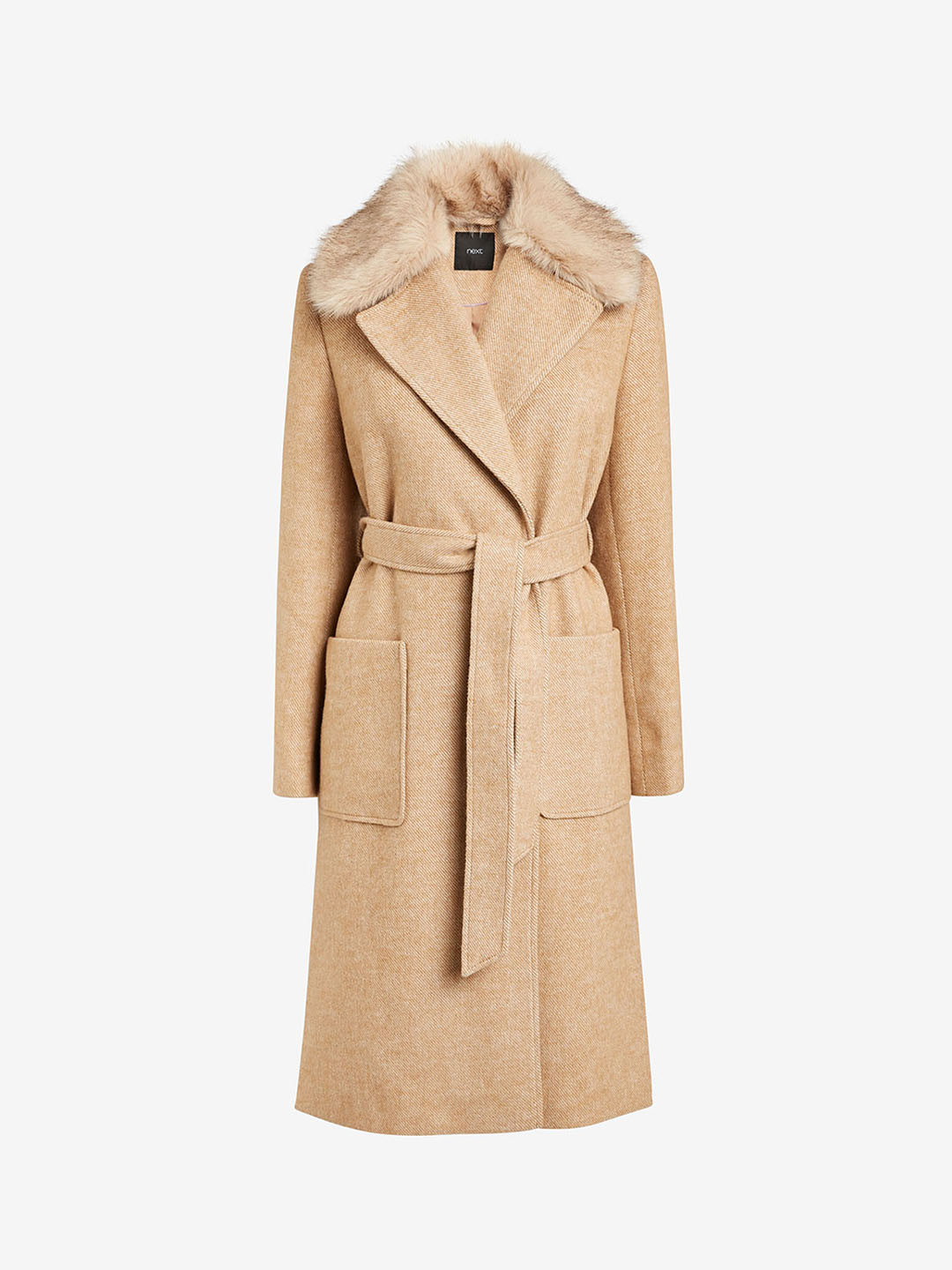 Buy Next Women Beige Solid Belted Longline Wrap Coat Coats for Women