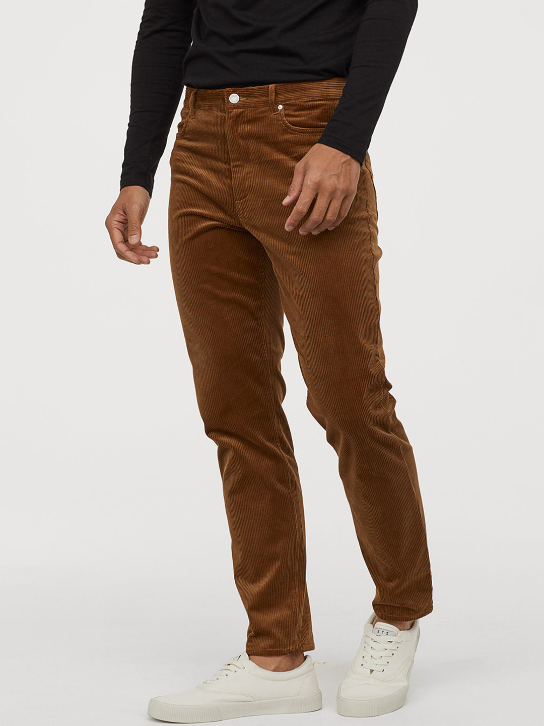 Buy H&M Men Brown Corduroy Trousers Slim Fit Trousers for Men 10959014 Myntra