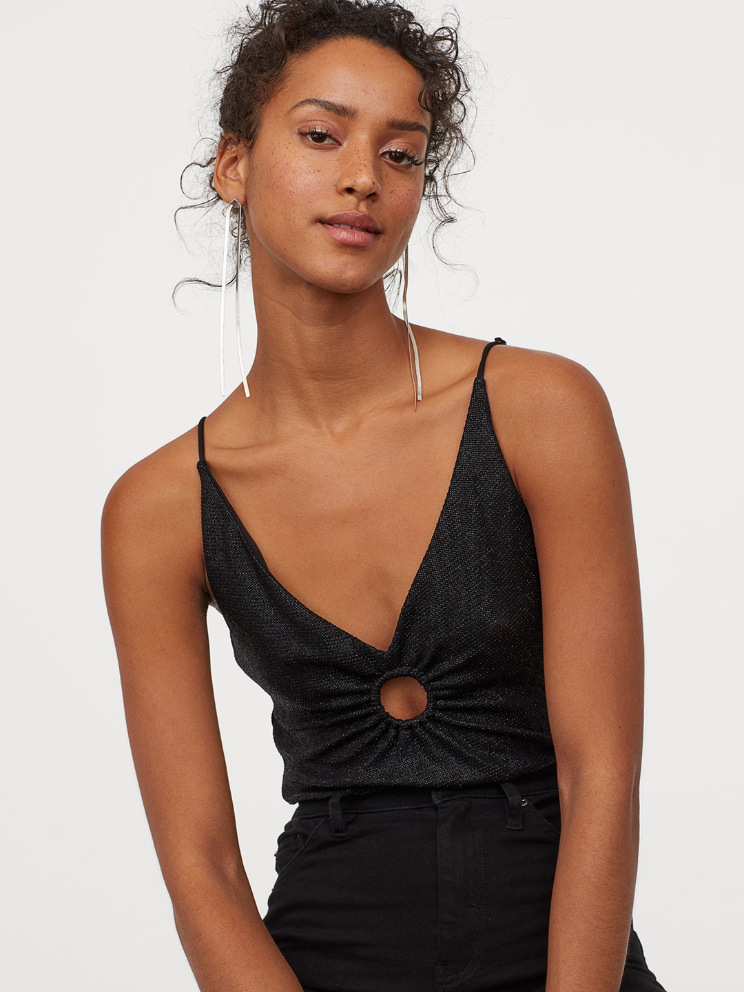 Buy H&M Women Black Glittery Bodysuit - Bodysuit for Women 10965246 ...