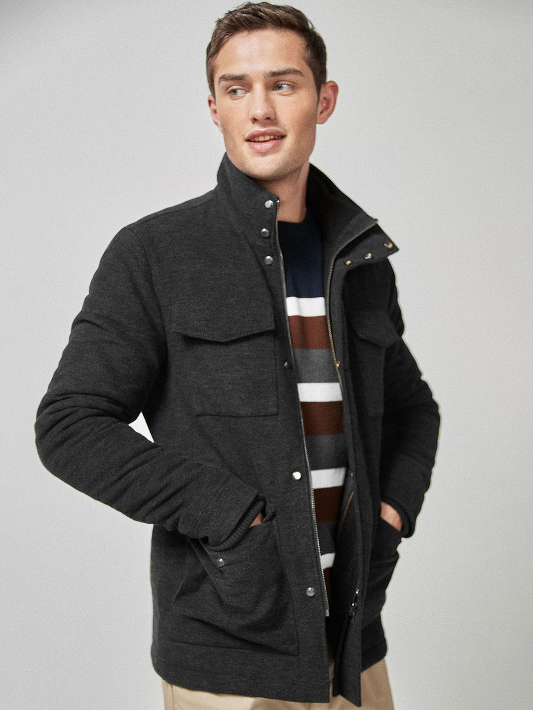 Buy Next Men Charcoal Grey Solid Signature Moleskin Jacket Jackets for Men 10959730 Myntra