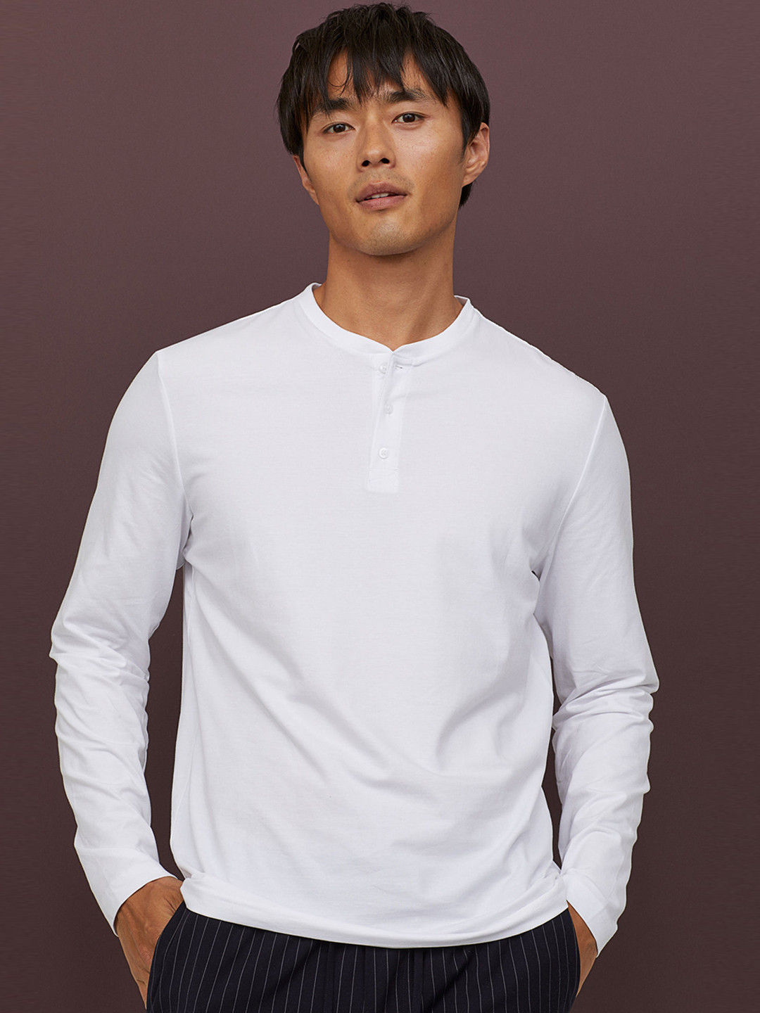 Buy H&M Men White Henley T Sustainable Shirt Slim Fit - Tshirts for Men 10958840 | Myntra