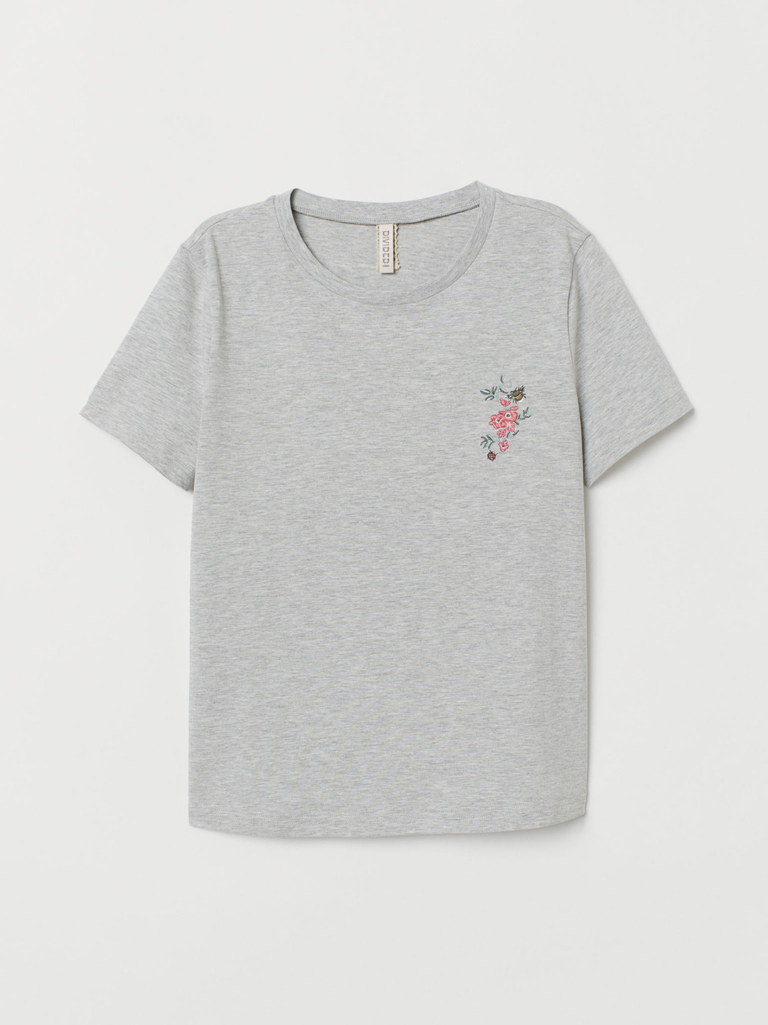 Buy H&M Women Grey T Shirt With A Motif Tshirts for Women 10975360