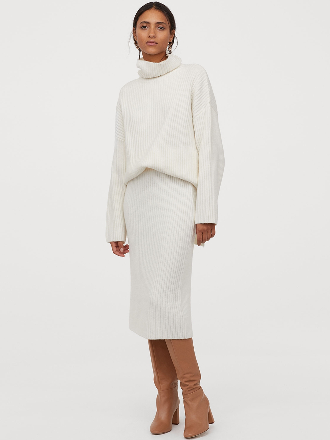 Buy H&M Women White Solid Rib Knit Skirt Skirts for Women 10975092