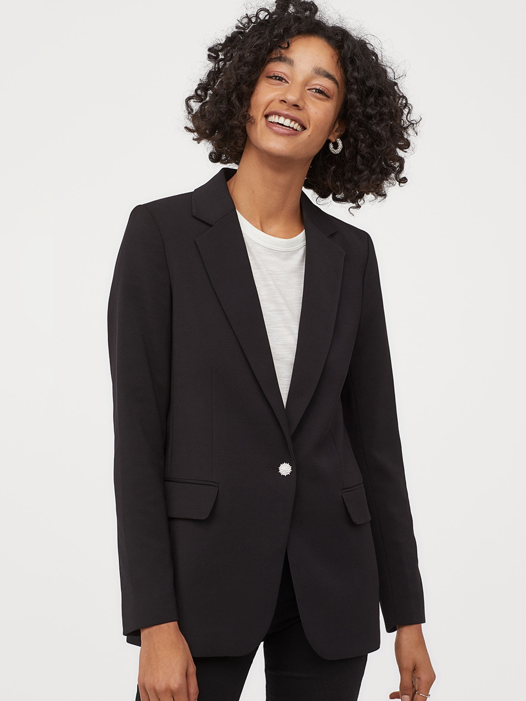 Buy H&M Women Black Single Breasted Jacket - Blazers for Women 10977736 ...