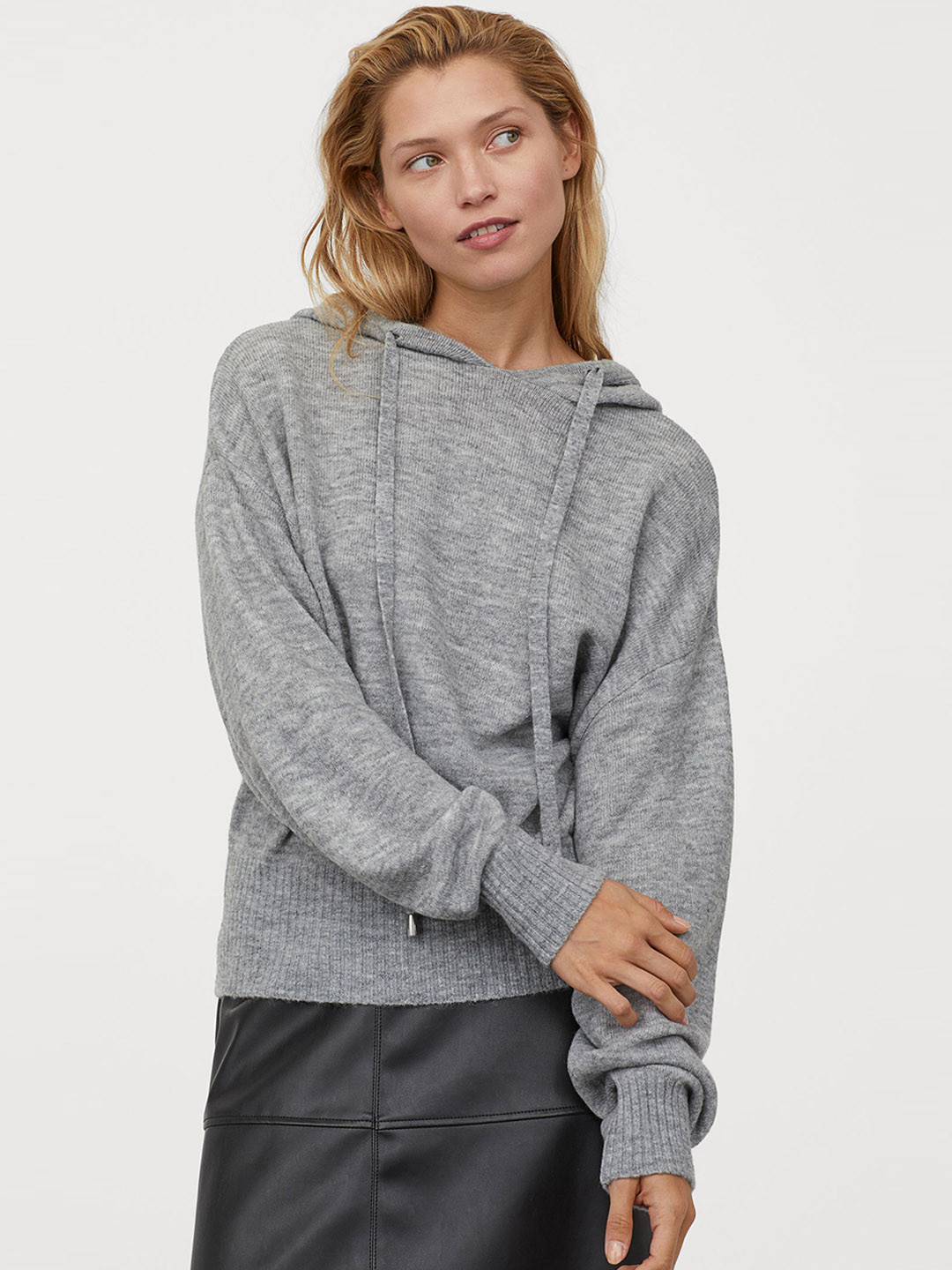 Buy H&M Women Fine Knit Hooded Jumper Sweaters for Women 10975118