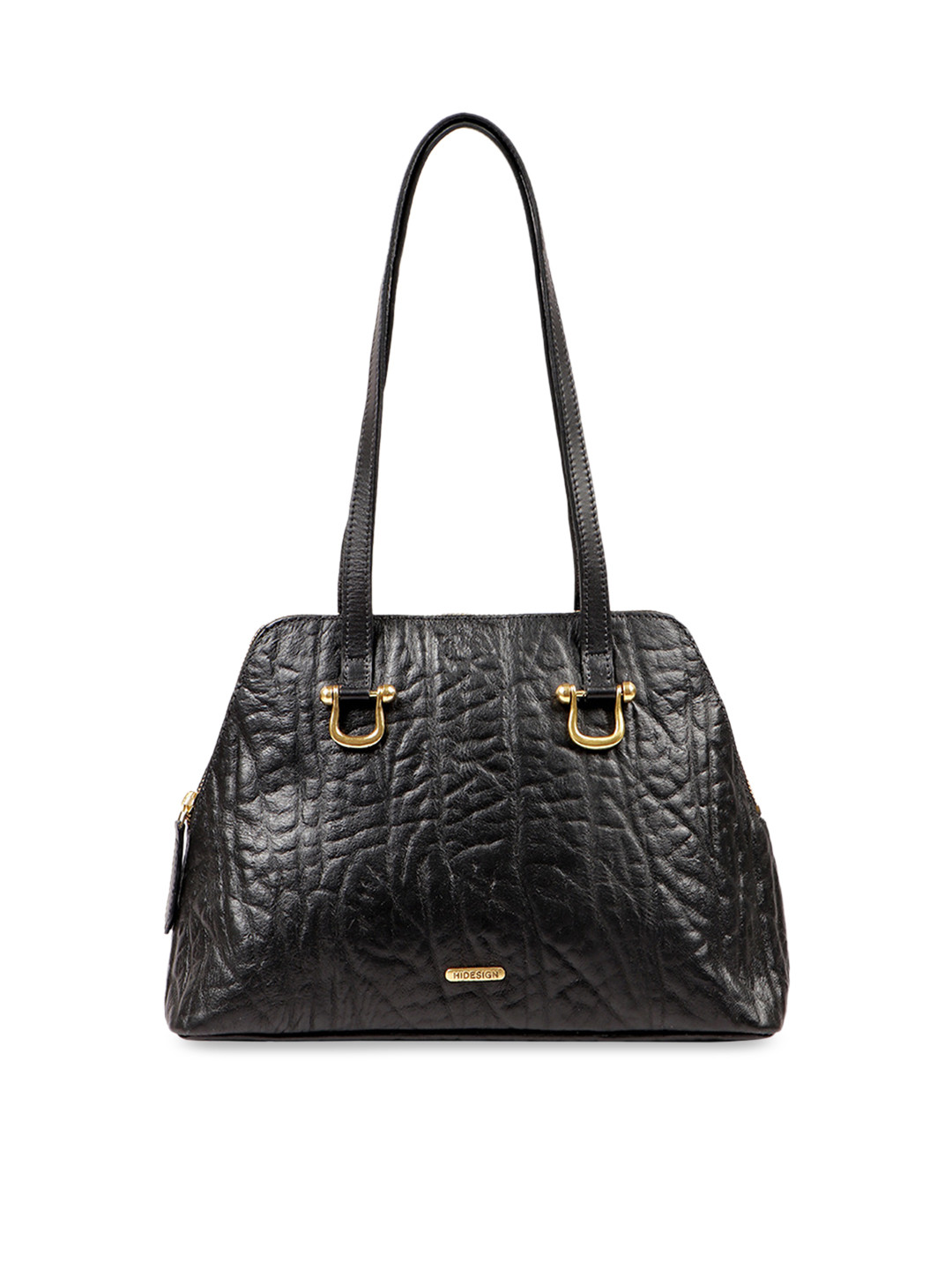 Buy Hidesign Black Textured Leather Shoulder Bag Handbags for Women